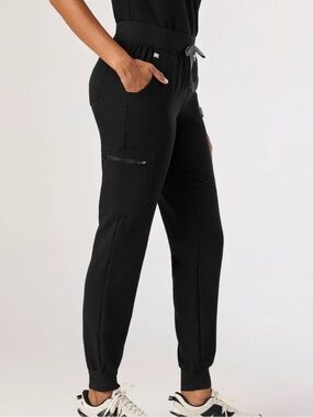 Figs Zamora Black Jogger Scrub Pants with Cargo Zip Pocket Sz XL